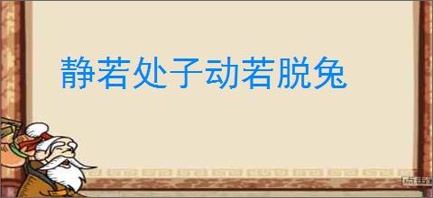 静若处子动若脱兔