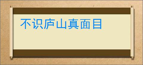 不识庐山真面目